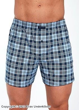 Boxershorts, bomull av høy kvalitet, uten gylf, rutete mønster